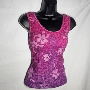 Y2k 90s pink purple floral whimsigoth micro mesh tank top